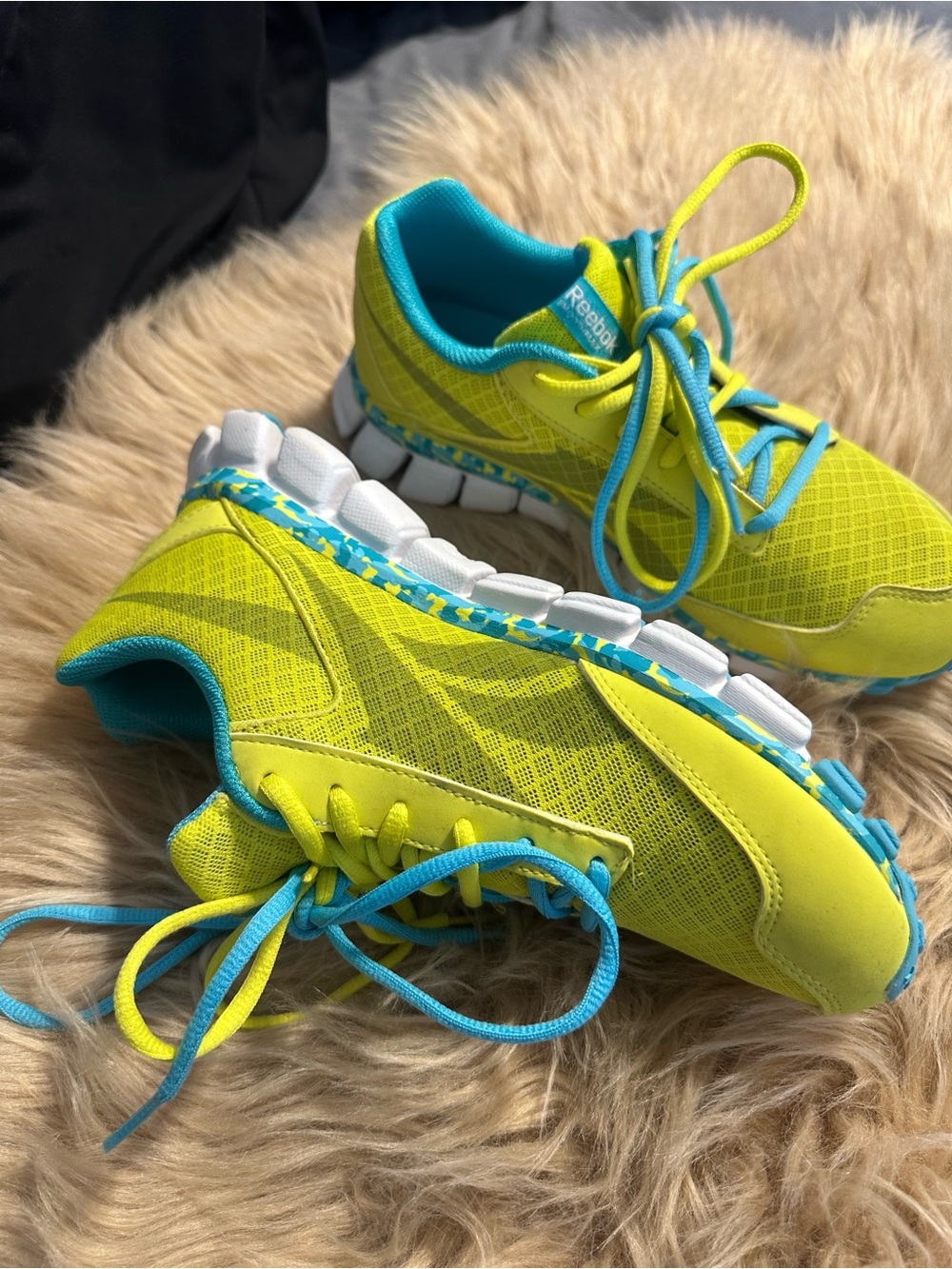 Reebok Neon Yellow & Teal Lace-Up Sneakers